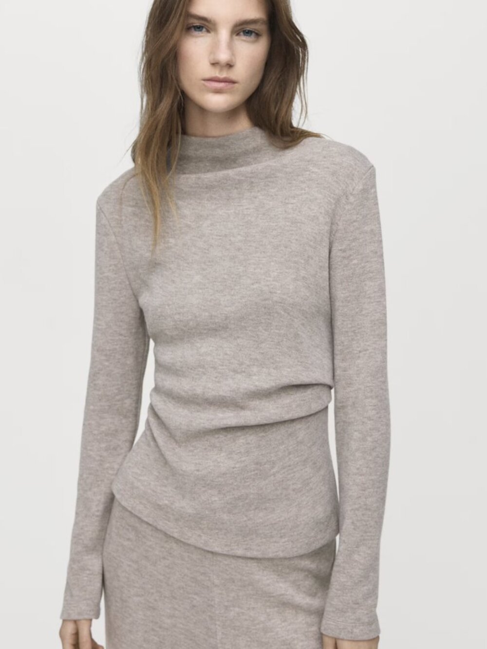 Mango Fine-knit perkins-neck sweatshirt